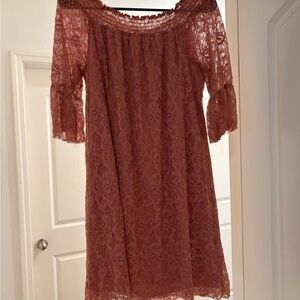 Maurices Lace Off-Shoulder Dress in Rose